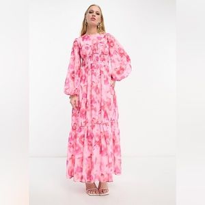 Pink floral maxi dress